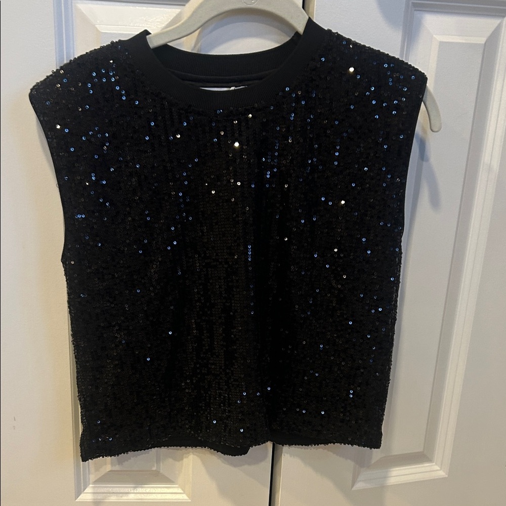 NWT Black Sequin Sleeveless Top